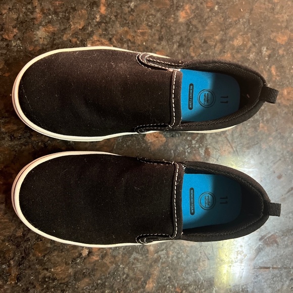 Kids Unisex Boys/Girls Wonder Nation Black Slip On Canvas Sneaker Shoes Sz 11 - Picture 1 of 7